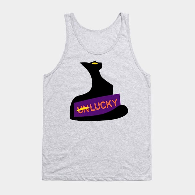 Black Lucky Cat - Witche's familiar Tank Top by Alice_Wieckowska